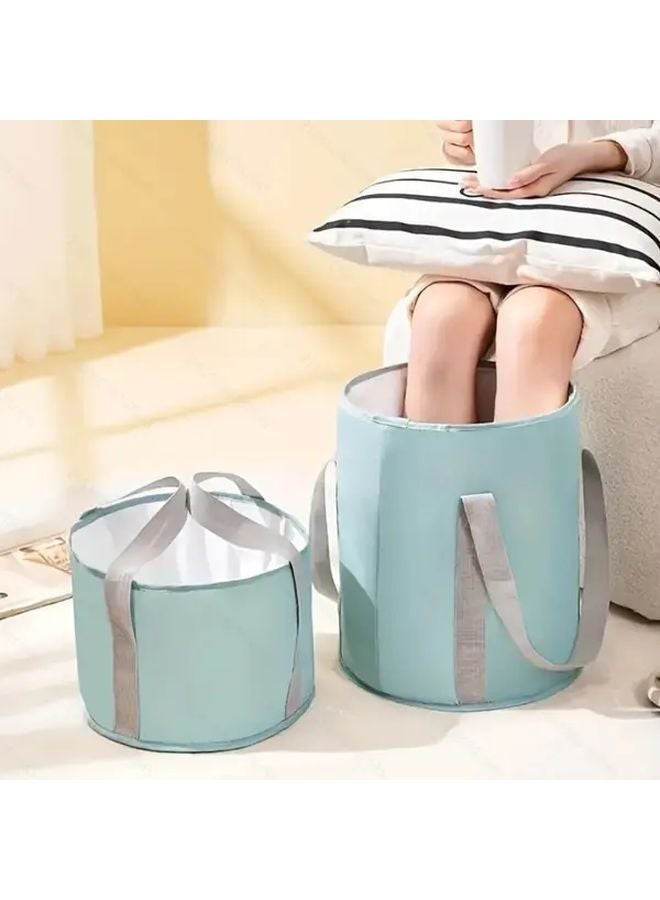 Beige Portable Foldable Insulated Foot Soaking Tub For Travel Camping Relaxation - Image 3